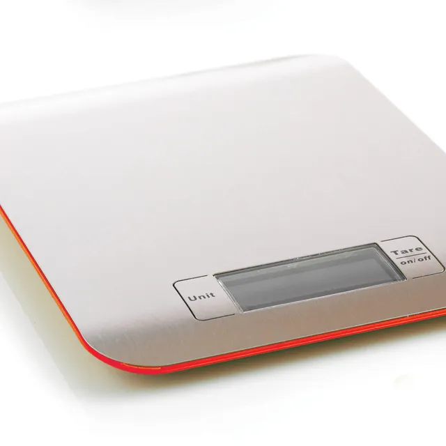mastrad-f76508-balance-de-cuisine-inox-rouge-pr-cision-au-gramme-5-kg-extra-plat image 1
