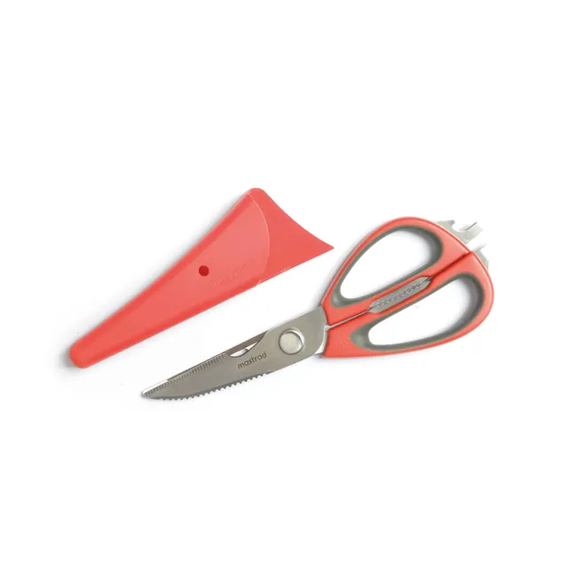 mastrad-f24515-ciseaux-de-cuisine-12-fonctions-avec-support-magn-tique-inox-roug image 1