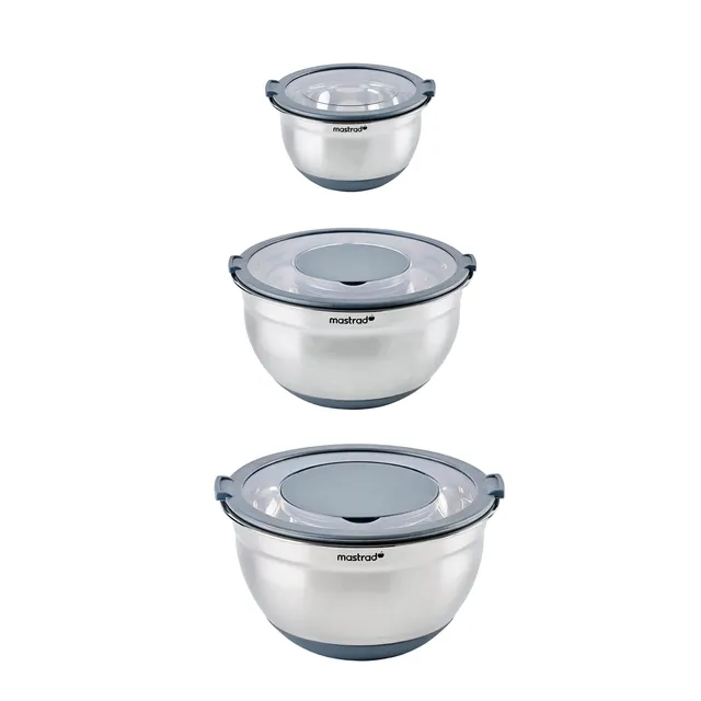 mastrad-bols-inox-lot-de-3-16-20-et-24-cm-avec-couvercle-transparent-bols-de-pr- image 1