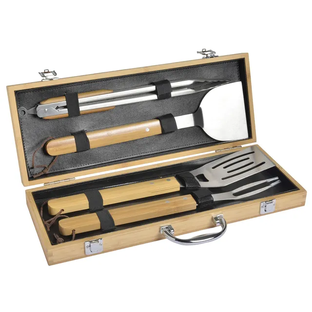 mastrad-f19266-mallette-barbecue-4-ustensiles-acier-inoxydable-et-bambou-transpo image 1
