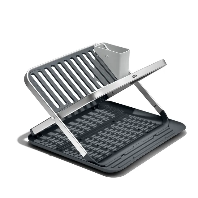 oxo-good-grips-gouttoir-plat-repliable-en-aluminium-gouttoir-vaisselle-2-niveaux image 1