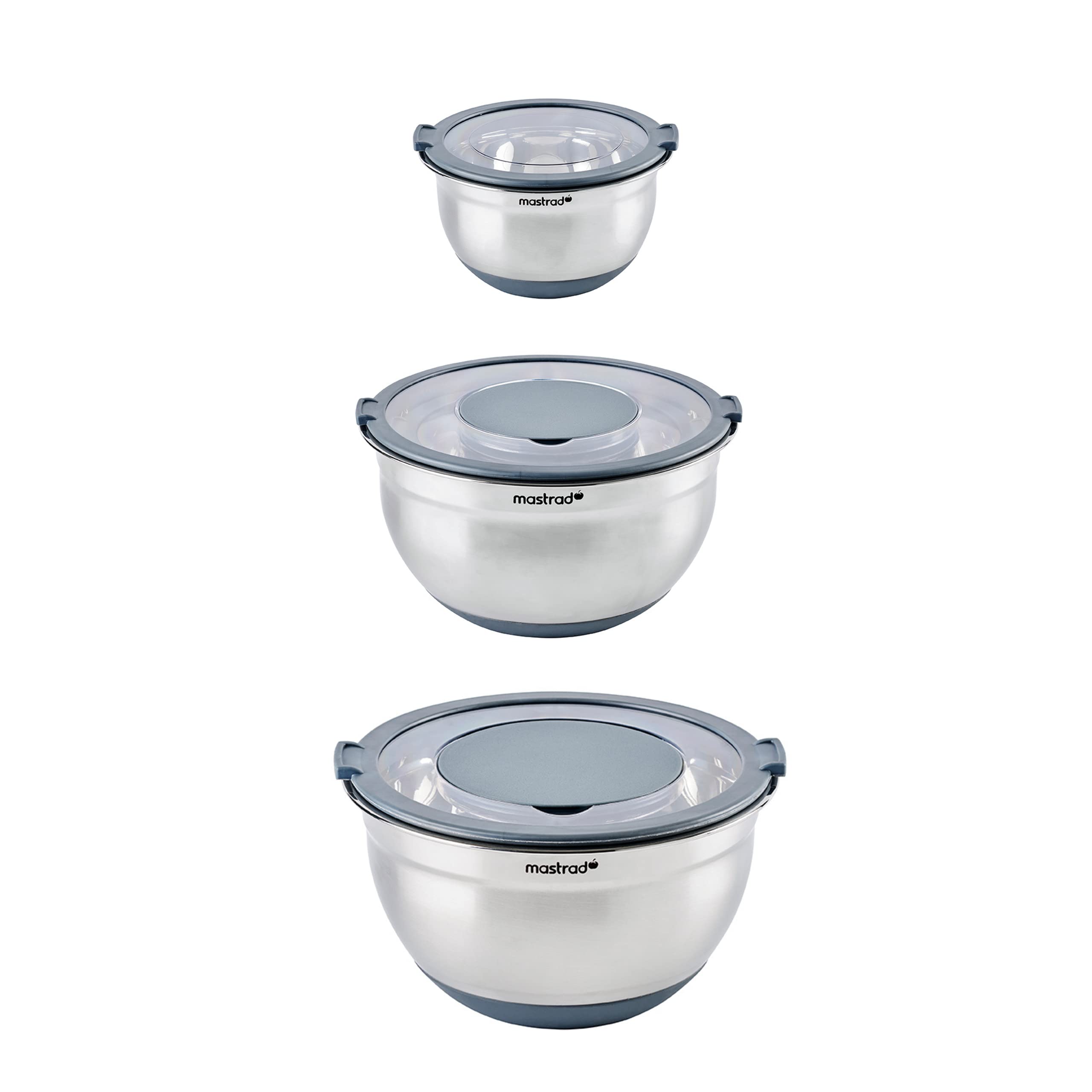 mastrad-bols-inox-lot-de-3-16-20-et-24-cm-avec-couvercle-transparent-bols-de-pr- image 1