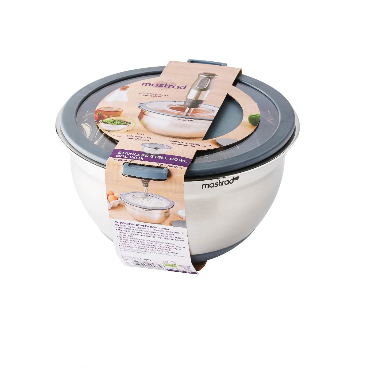mastrad-bol-inox-20-cm-3-l-couvercle-transparent-avec-ouverture-mixeur-base-anti image 8