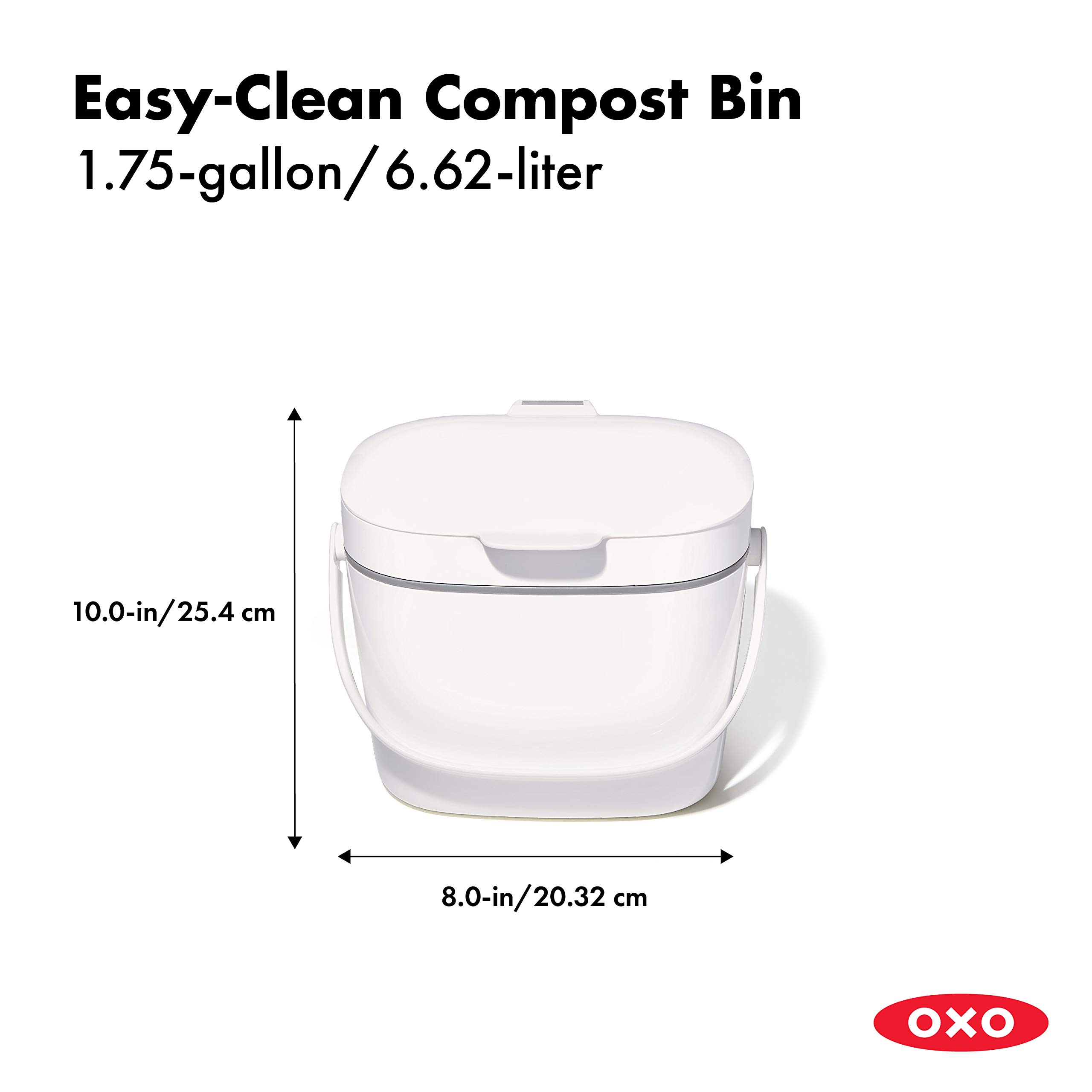 oxo-good-grips-bac-compost-6-6-l-blanc-couvercle-rabattable-anti-odeur-poign-e-r image 2