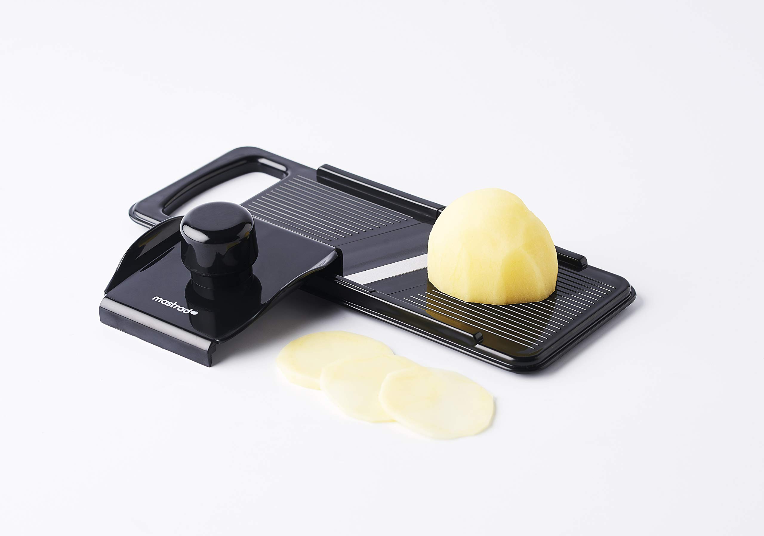 mastrad-mini-mandoline-noire-lame-fixe-inox-tranches-fines-et-r-guli-res-poussoi image 2