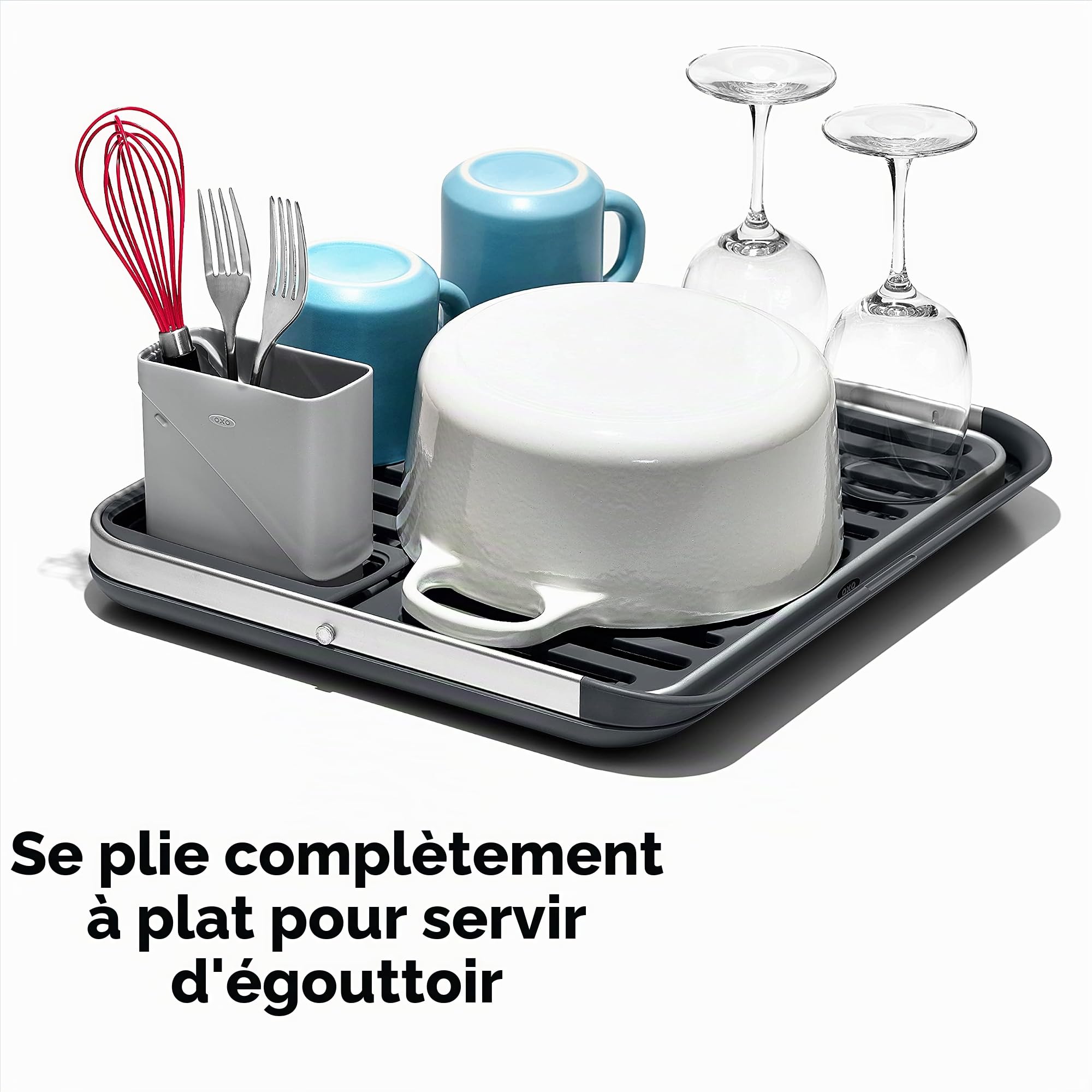oxo-good-grips-gouttoir-plat-repliable-en-aluminium-gouttoir-vaisselle-2-niveaux image 2