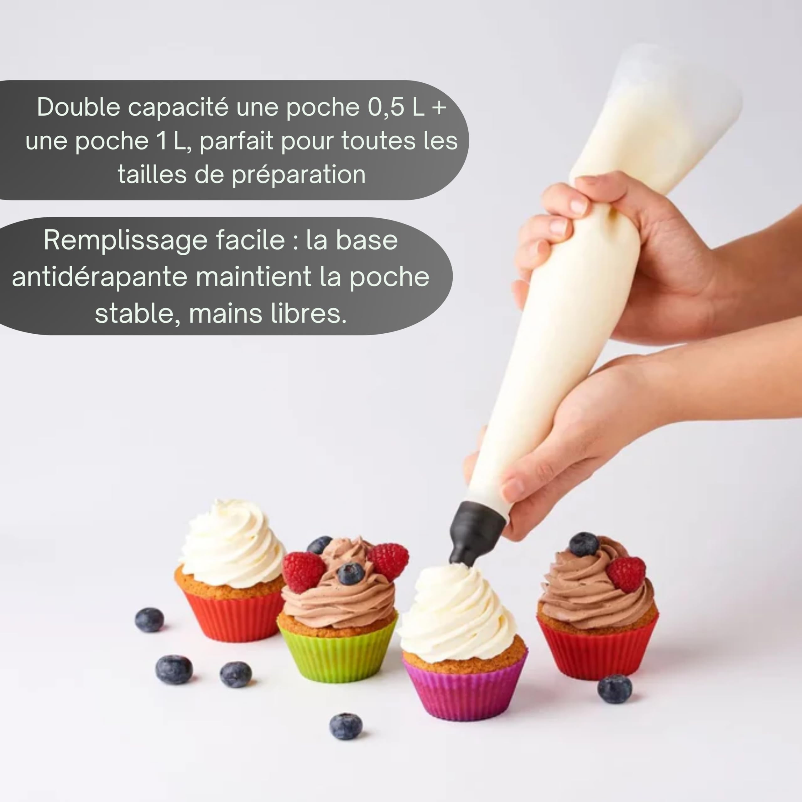 mastrad-set-2-poches-douille-professionnelles-r-utilisables-500-ml-et-1-l-suppor image 2