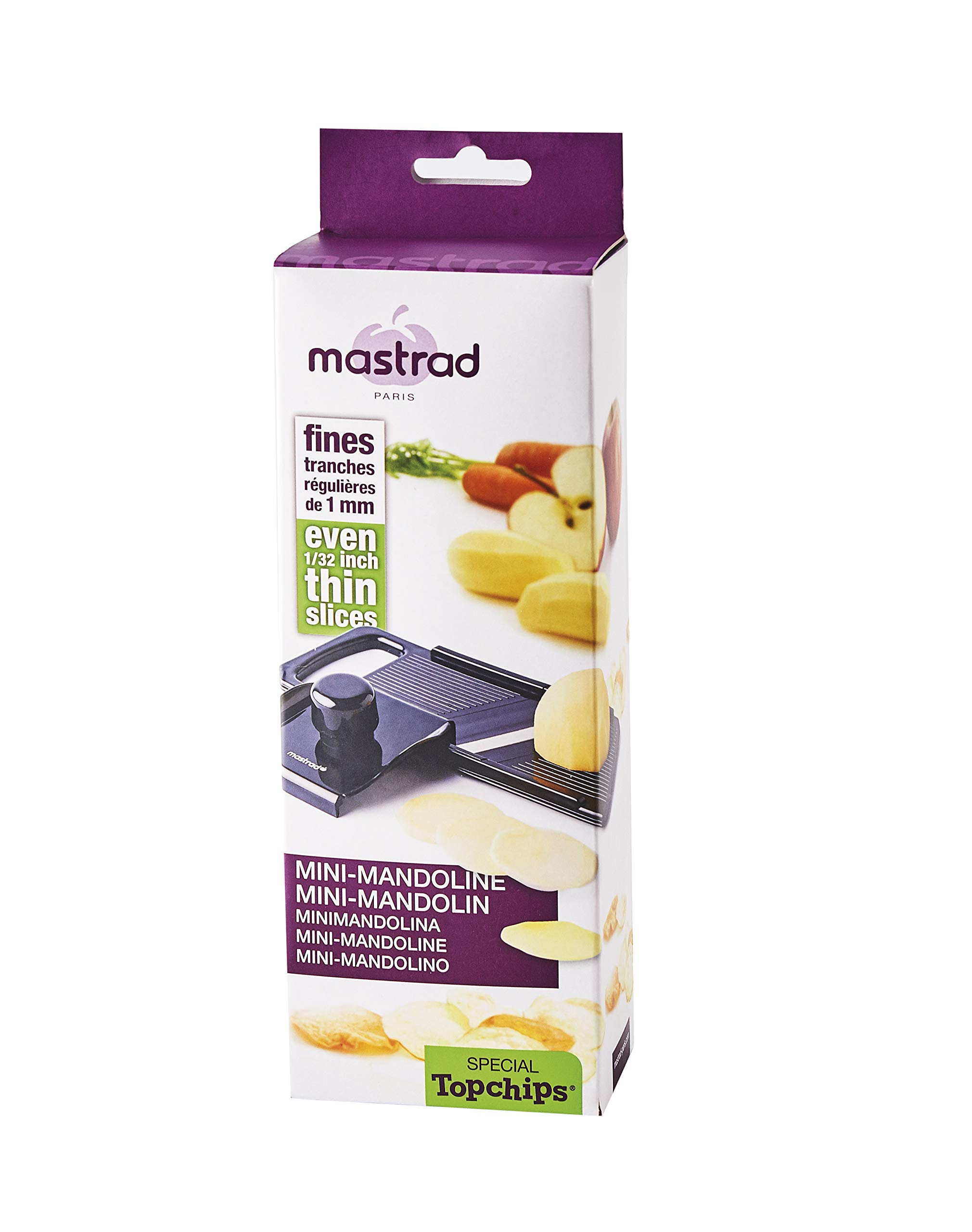 mastrad-mini-mandoline-noire-lame-fixe-inox-tranches-fines-et-r-guli-res-poussoi image 4