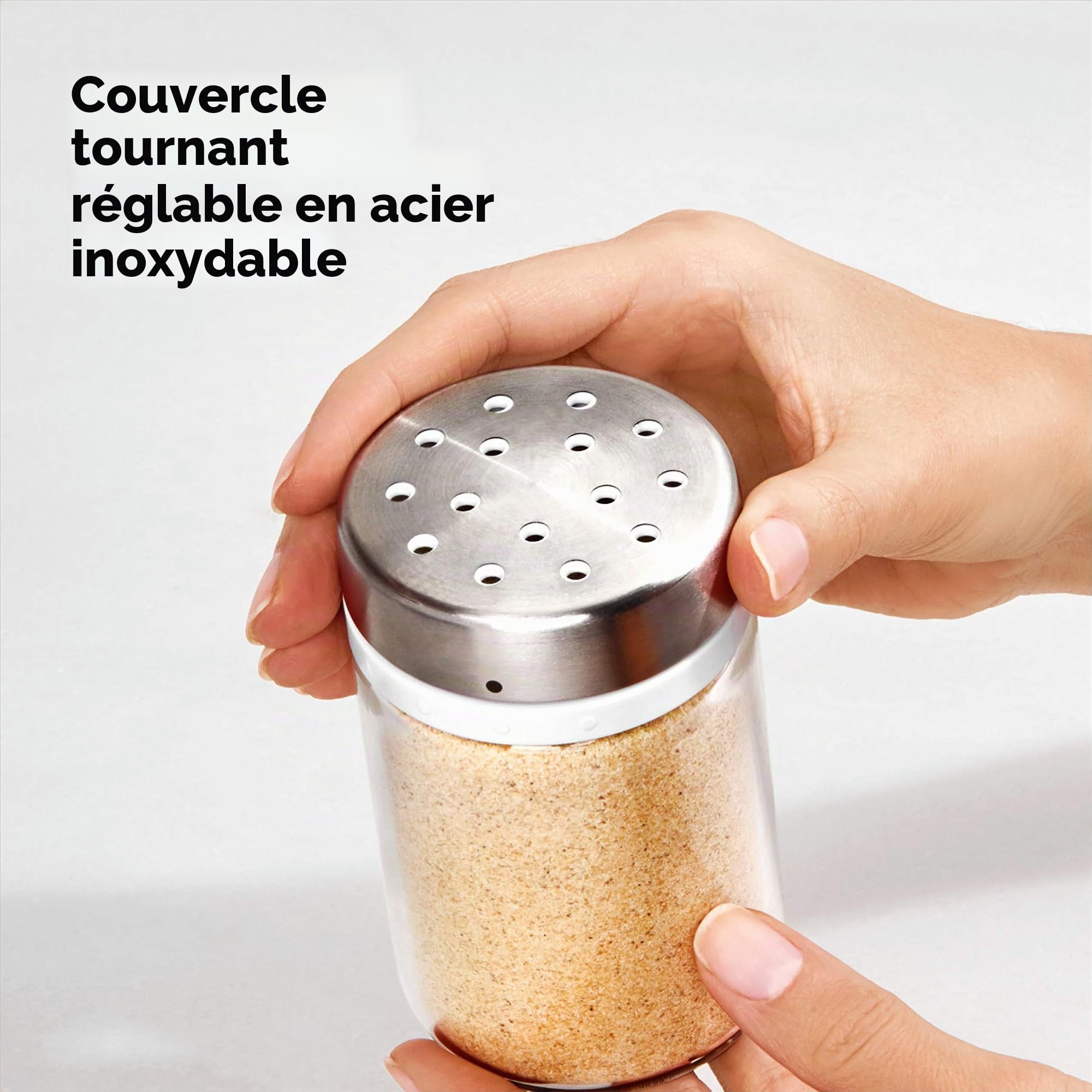 oxo-good-grips-saupoudreuse-pot-pices-ajustable-2-r-glages-pot-en-verre-et-couve image 2