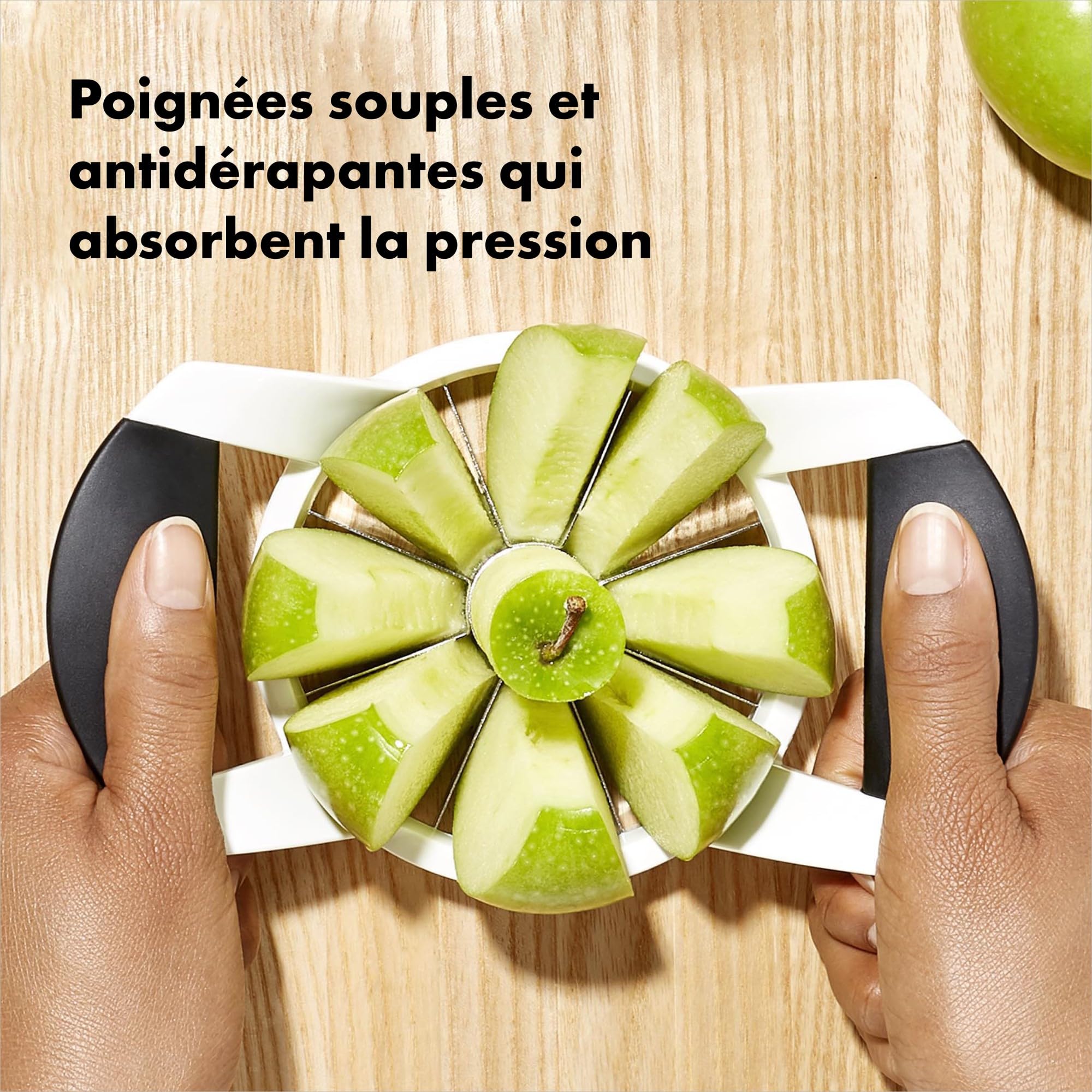 oxo-good-grips-coupe-pommes-inox-coupe-fruits-manuelle-poign-es-douces-antid-rap image 3
