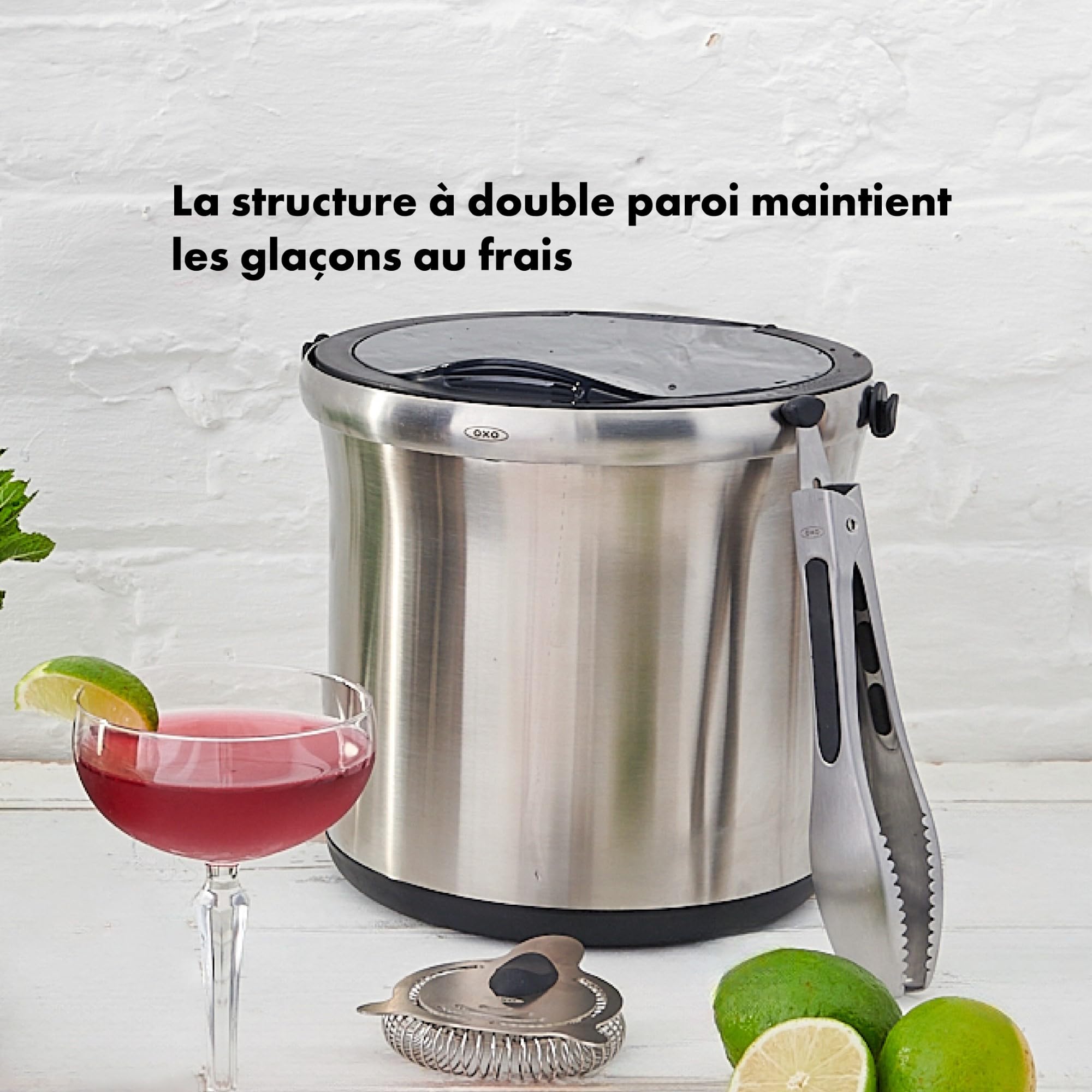 oxo-steel-seau-gla-ons-avec-pince-double-paroi-rigoles-d-gouttage-3-8-l image 2