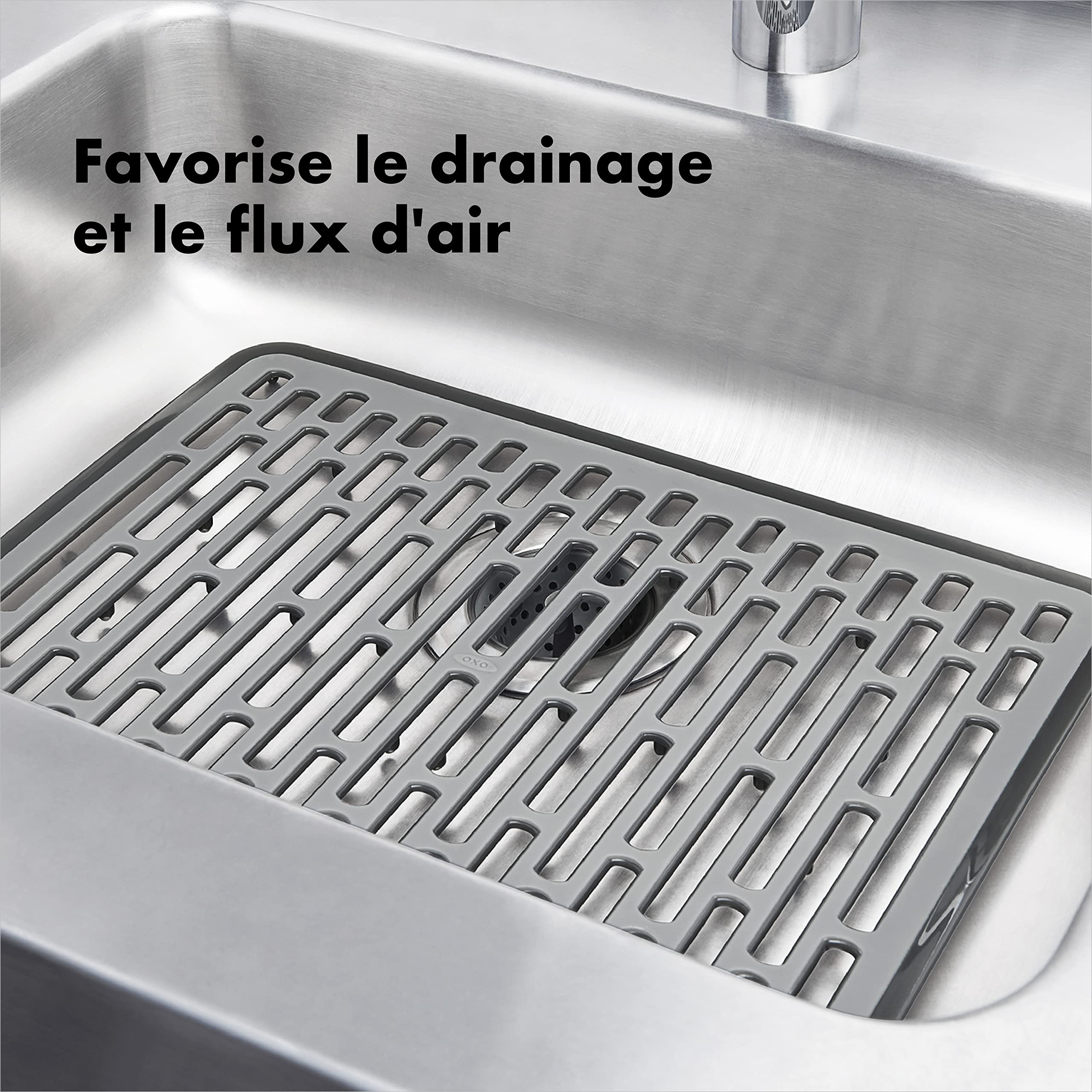 oxo-good-grips-tapis-de-fond-d-vier-en-plastique-gris-grande-taille-pieds-sur-le image 3