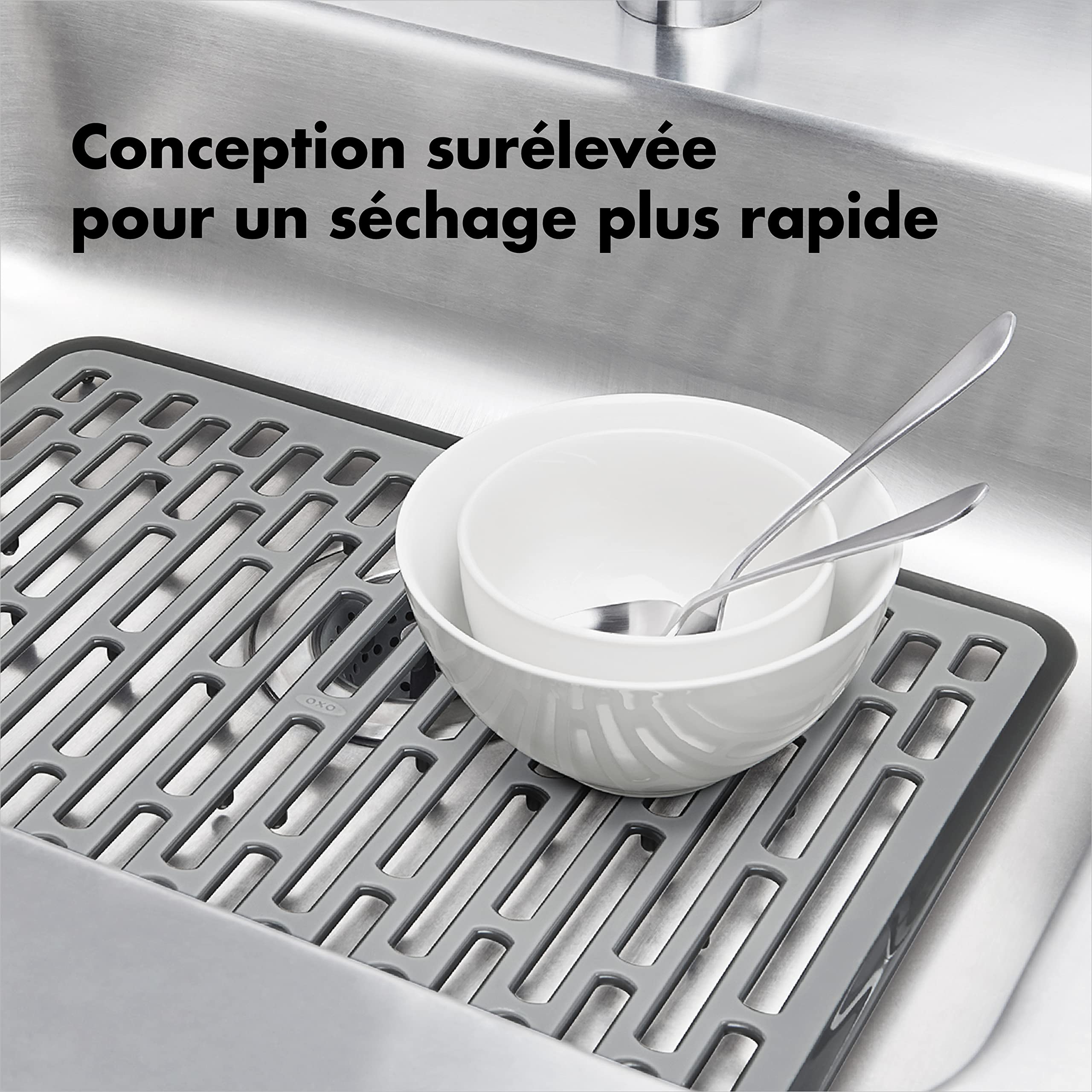 oxo-good-grips-tapis-de-fond-d-vier-en-plastique-gris-grande-taille-pieds-sur-le image 4