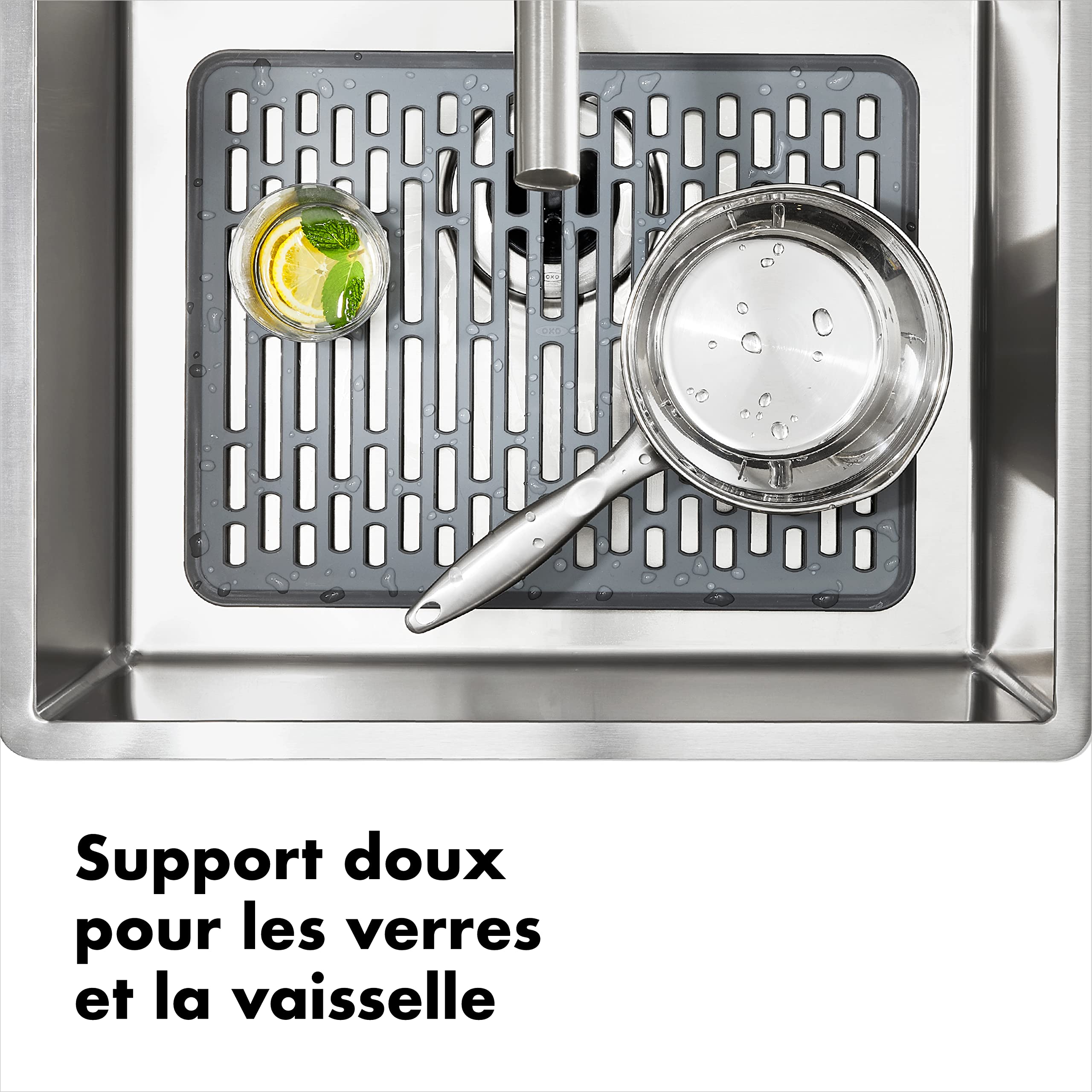 oxo-good-grips-tapis-de-fond-d-vier-en-plastique-gris-grande-taille-pieds-sur-le image 2