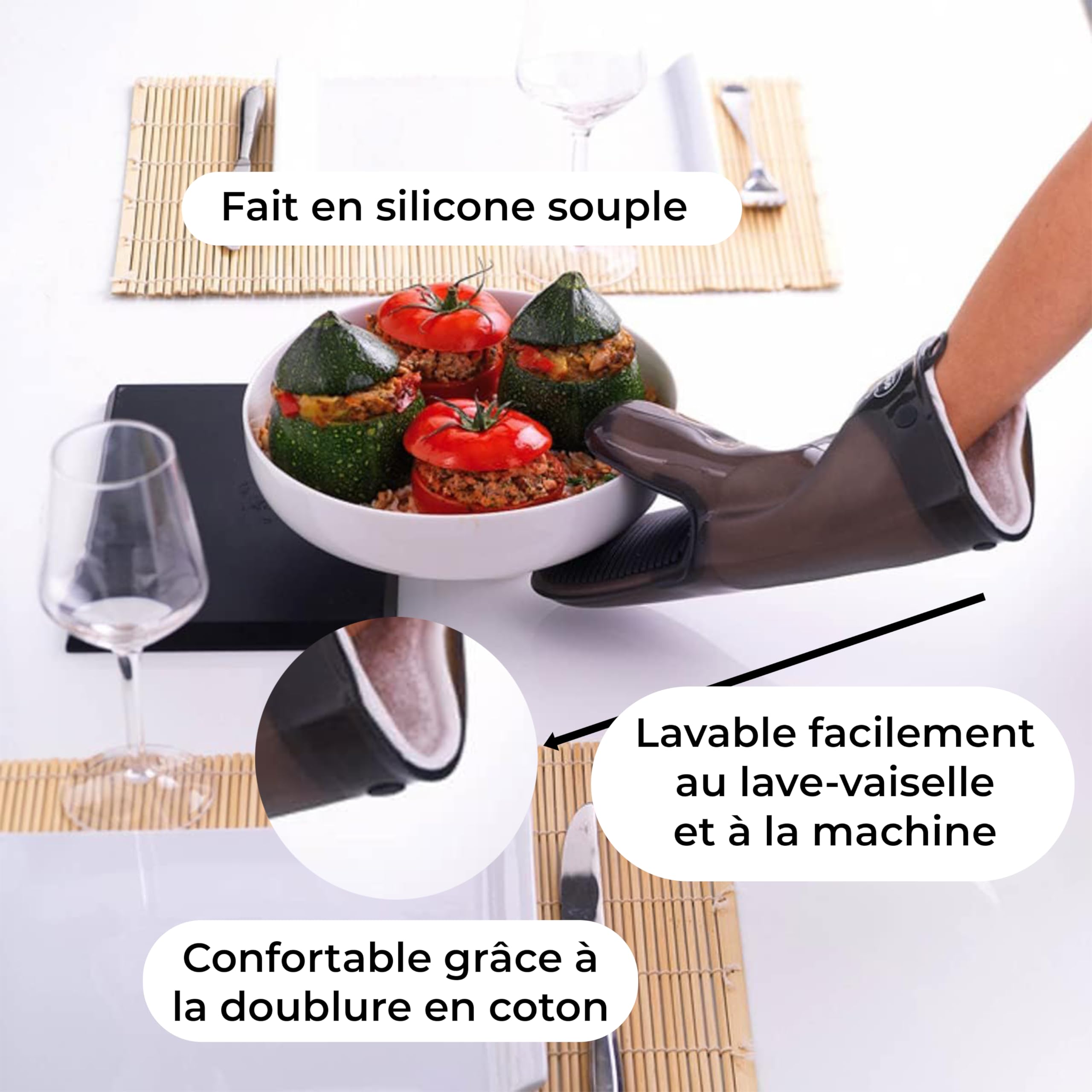 mastrad-gant-de-cuisine-silicone-coton-30-cm-rouge-gant-four-anti-chaleur-jusqu- image 4
