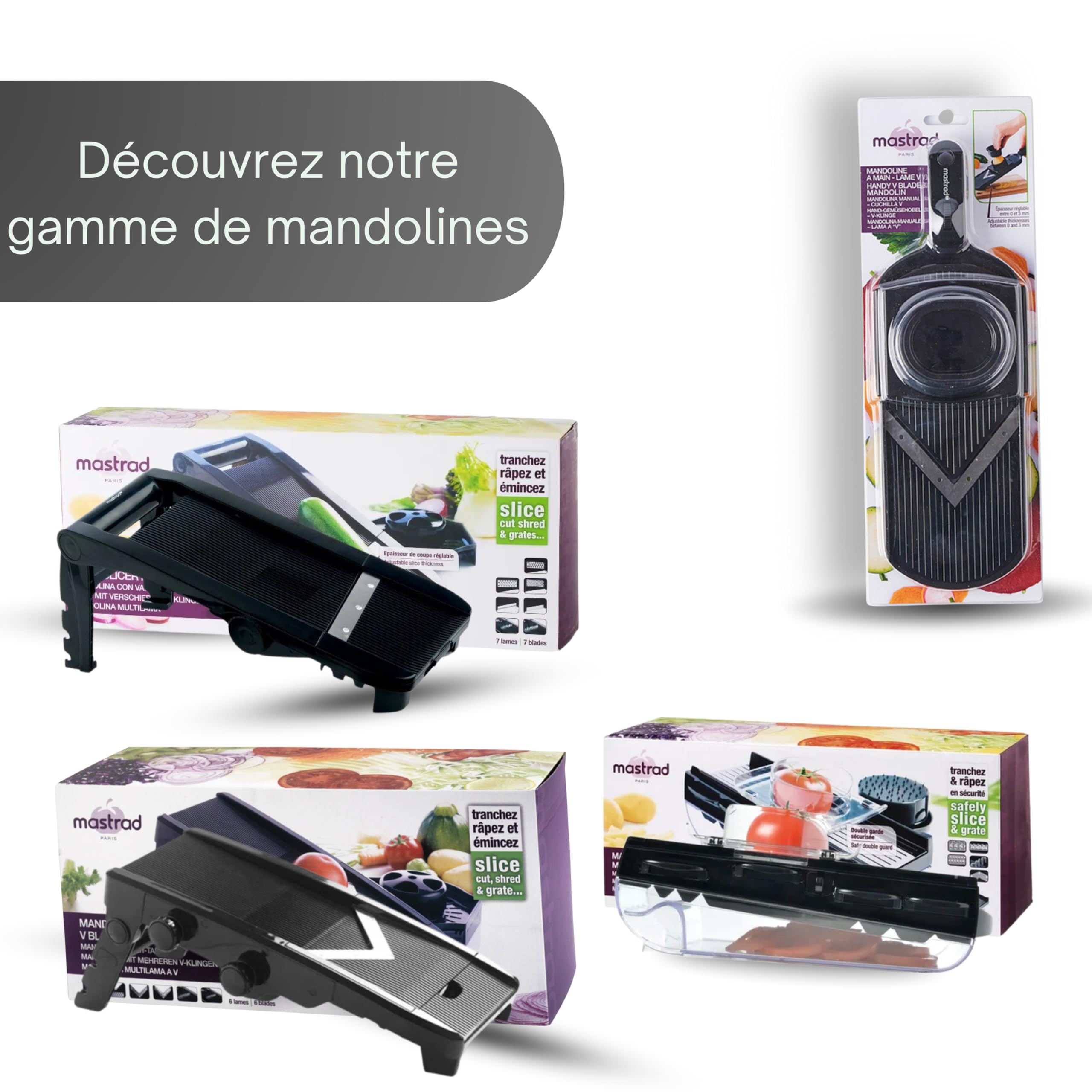 mastrad-mandoline-multilames-5-lames-et-3-r-pes-en-acier-inoxydable-poussoir-r-g image 7
