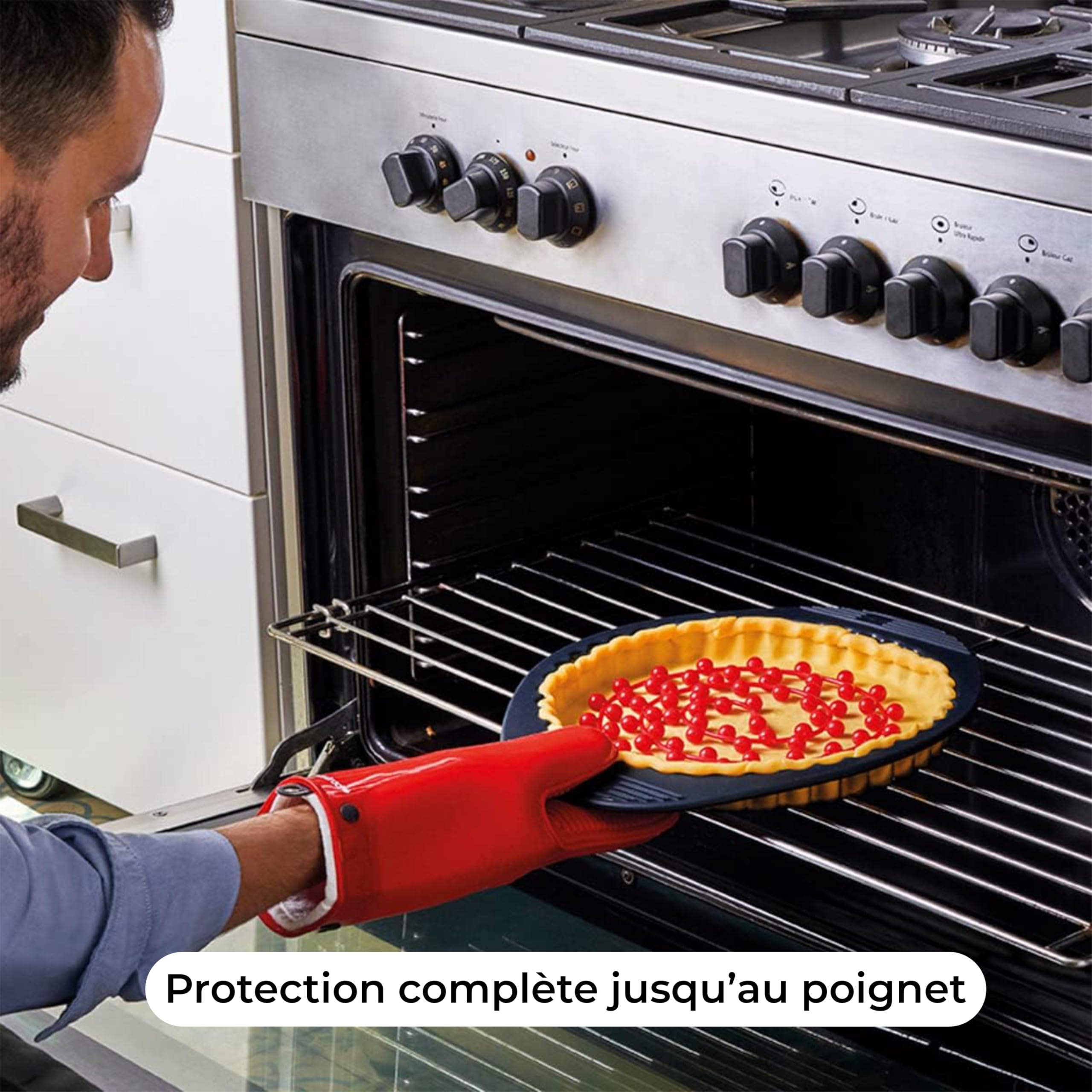 mastrad-gant-de-cuisine-silicone-coton-30-cm-rouge-gant-four-anti-chaleur-jusqu- image 6
