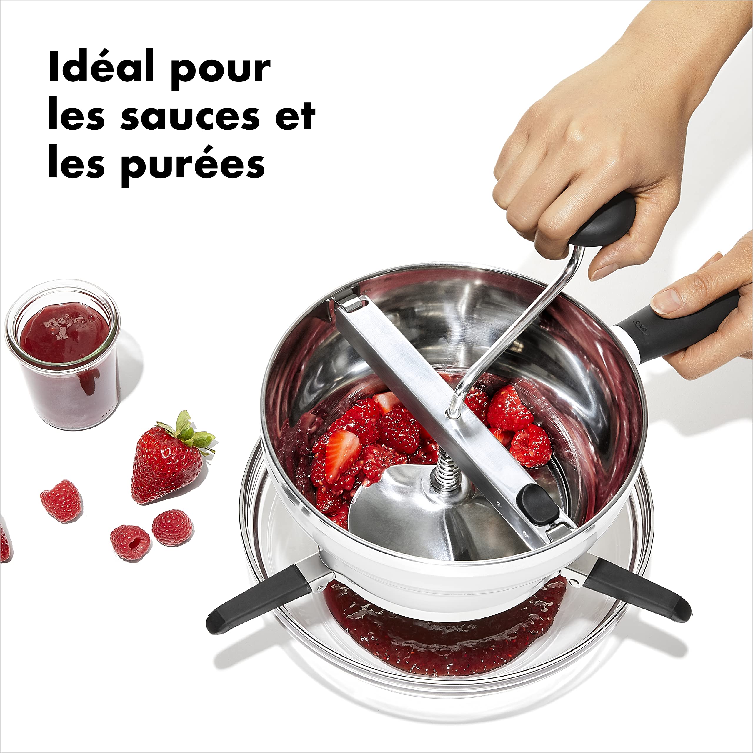 oxo-good-grips-moulin-l-gumes-presse-pur-e-inox-2-1-l-3-disques-levier-ressort image 3